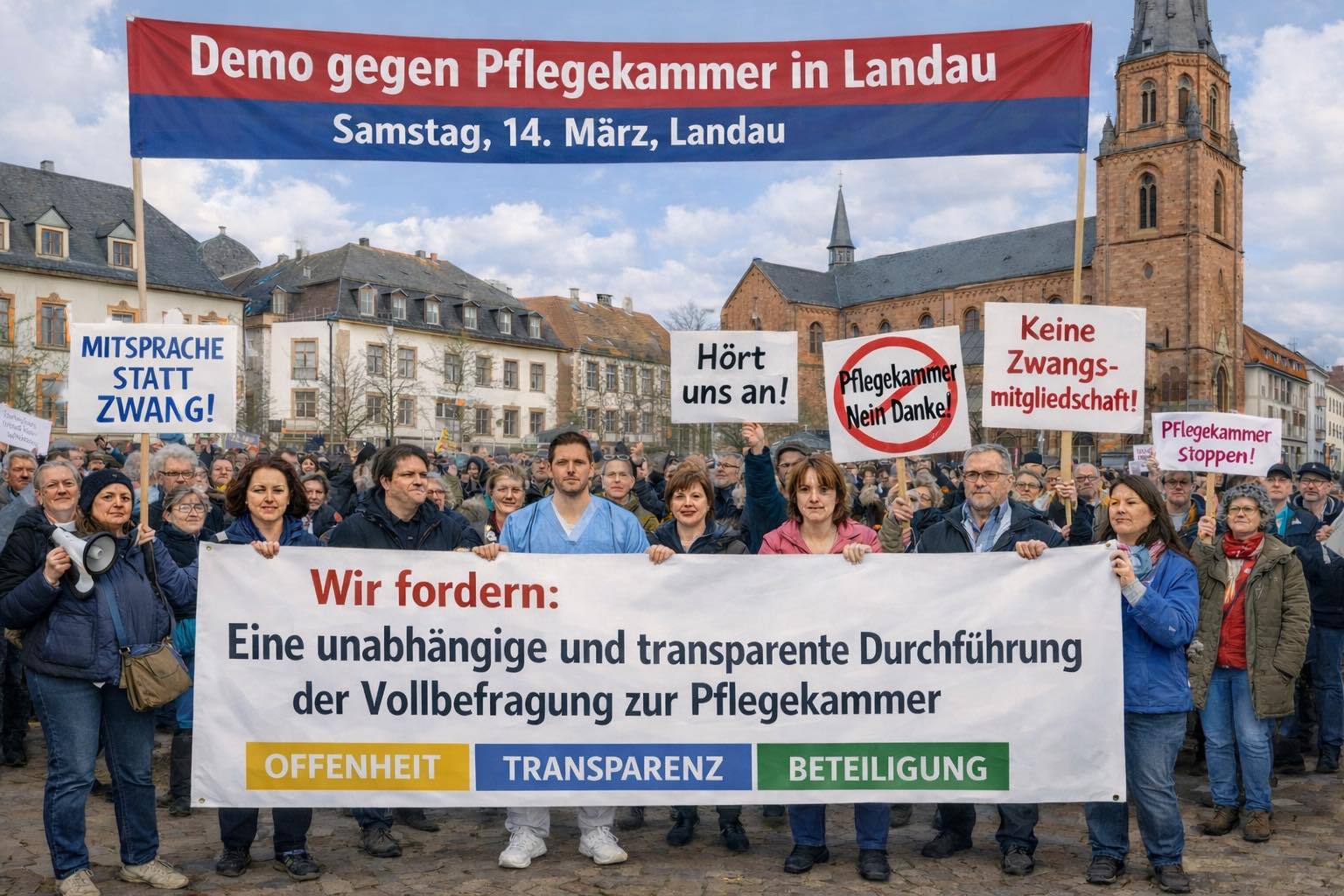 Demo gegen Pflegekammer RLP 14.02.2026, Landau Obertorplatz Demo gegen Pflegekammer RLP 14.02.2026, Landau Obertorplatz